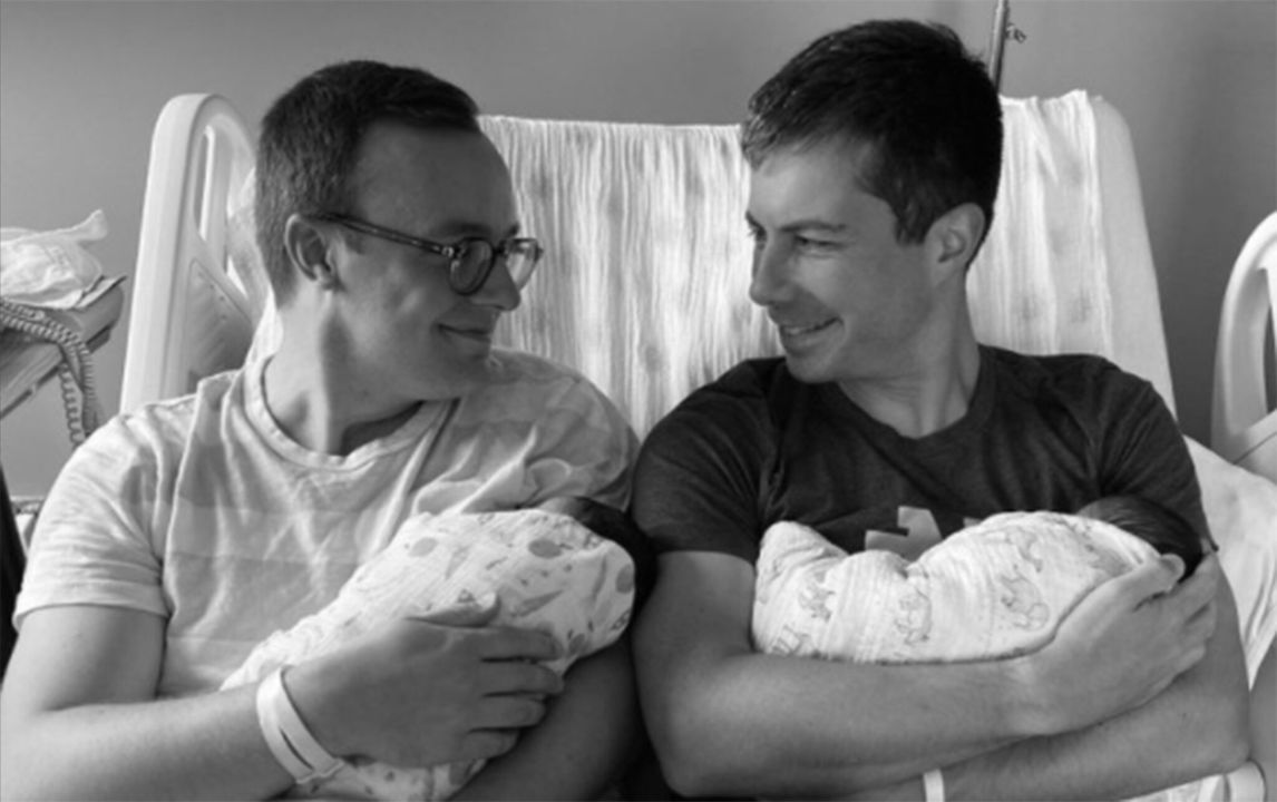 Pete Buttigieg with his husband and kids.