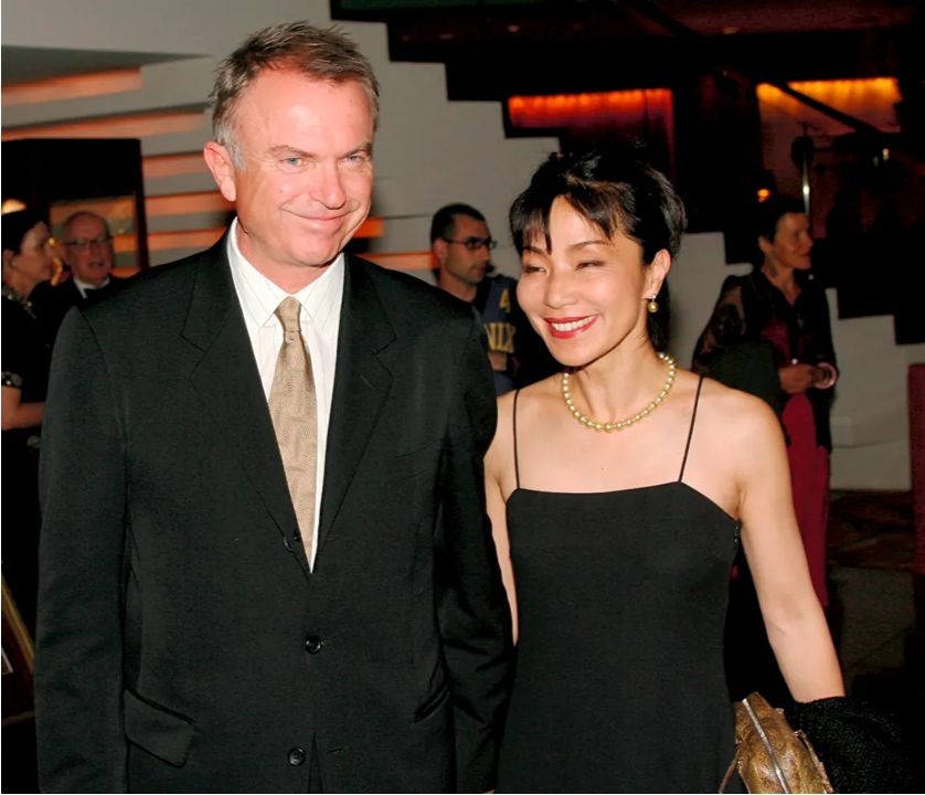 Sam Neill with his wife, Noriko Watanabe.