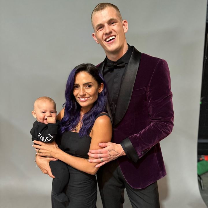 Ian Machado Garry with his wife, Layla Anna-Lee, and their son, Leo.