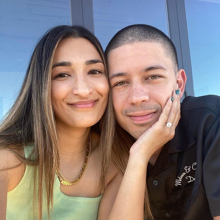 Noel Miller with his wife, Aleena Akhtar.